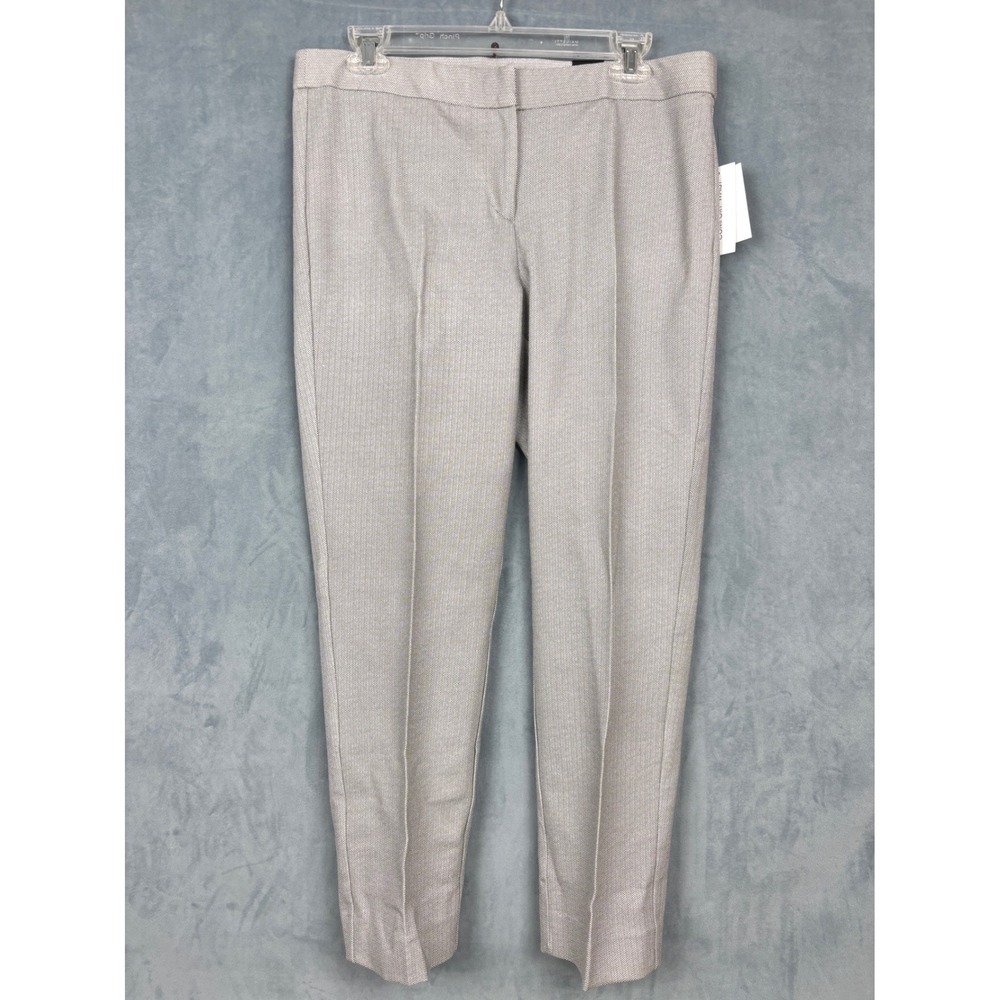 Amanda + Chelsea Gray Ivory Herringbone Ankle Pants Size 10 NWT 8765868
